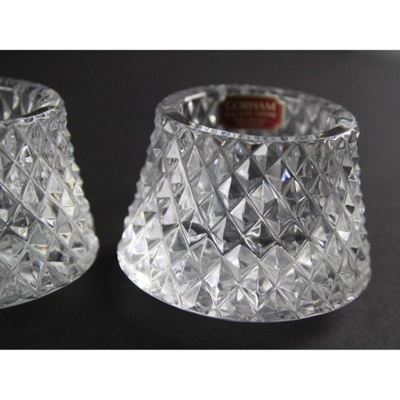 Gorham FULL LEAD CRYSTAL CANDLE HOLDERS Hand Crafted in Yugoslavia Hand Cut ANB - Picture 11 of 12